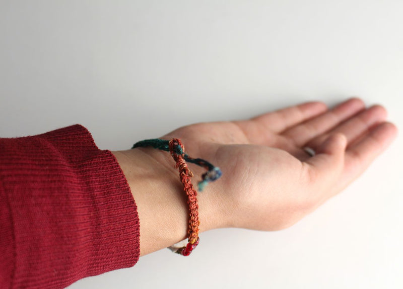 Multi Color Glass Beads Hemp Bracelet - nepacrafts