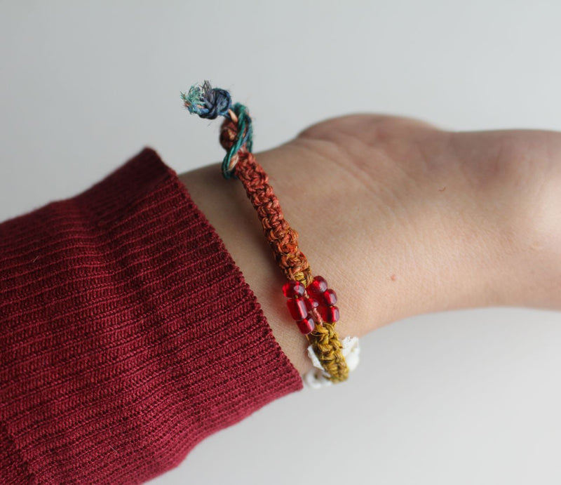 Multi Color Glass Beads Hemp Bracelet - nepacrafts