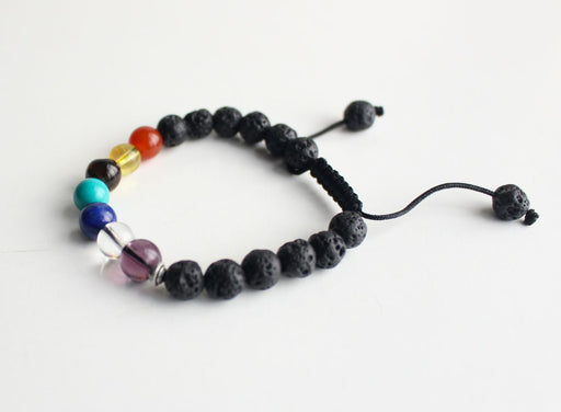 Women's Lava Bracelet with Seven Chakra Stones - nepacrafts
