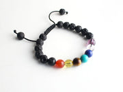 Women's Lava Bracelet with Seven Chakra Stones - nepacrafts