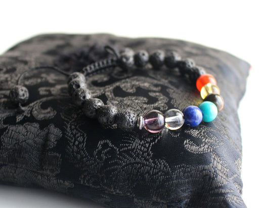 Women's Lava Bracelet with Seven Chakra Stones - nepacrafts