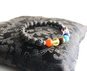 Seven Chakra Lava Stretchable Bracelet - nepacrafts