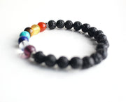 Seven Chakra Lava Stretchable Bracelet - nepacrafts