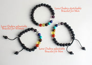 Seven Chakra Lava Stretchable Bracelet - nepacrafts
