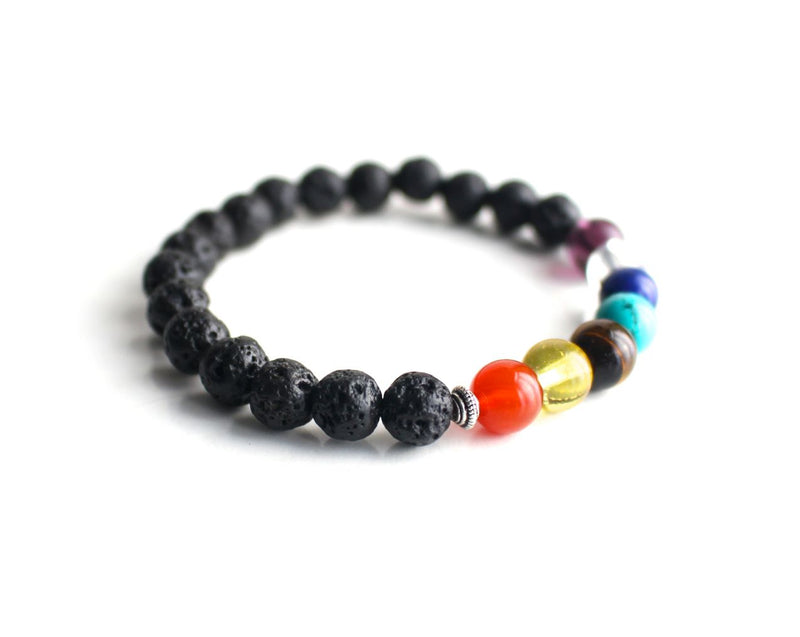 Seven Chakra Lava Stretchable Bracelet - nepacrafts