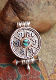 Om Mani Tibetan Mantra Ghau Box Silver Sterling Pendant - nepacrafts