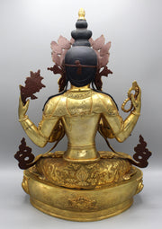 Majestic Gold Plated Masterpiece Chenrezig Statue - nepacrafts