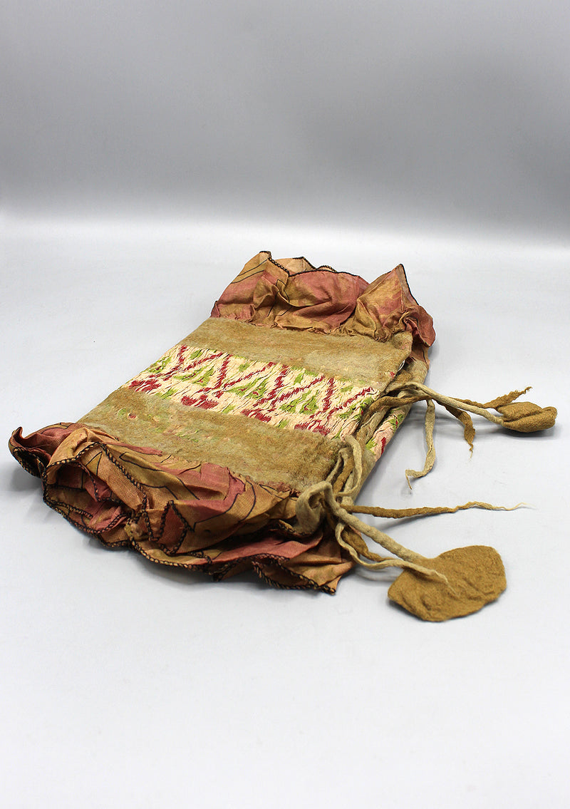 Light Olive Green Hand-felted and Silk Eco Scarf with Fringes