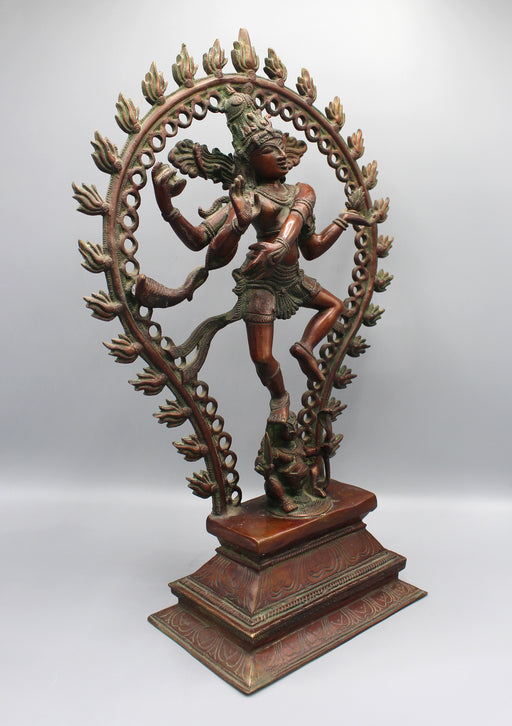 Copper Oxidized Lord Shiva Dancing Nataraj Statue - nepacrafts
