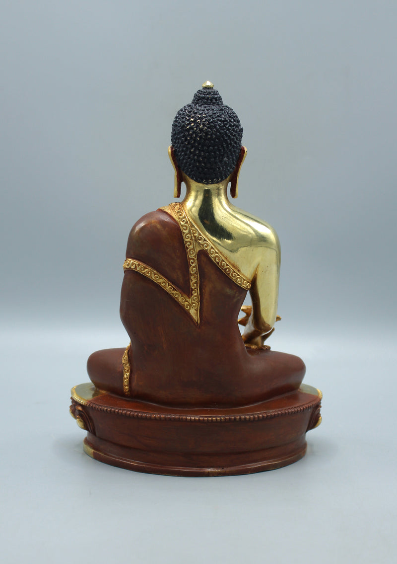 Partly Gold Plated Medicine Buddha Statue 8.5"