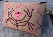 Soft Suede Flower Pattern Embroidered Handmade Coin Purse - nepacrafts