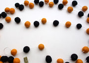 Black and Orange Felt Ball Pom Pom Halloween Hanging Decor - nepacrafts