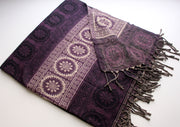 Purple Flower Mandala Hand Loomed Yak Wool Shawl - nepacrafts