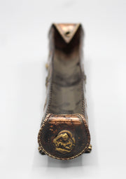 Tibetan Om Mani Long Copper Incense Burner - nepacrafts