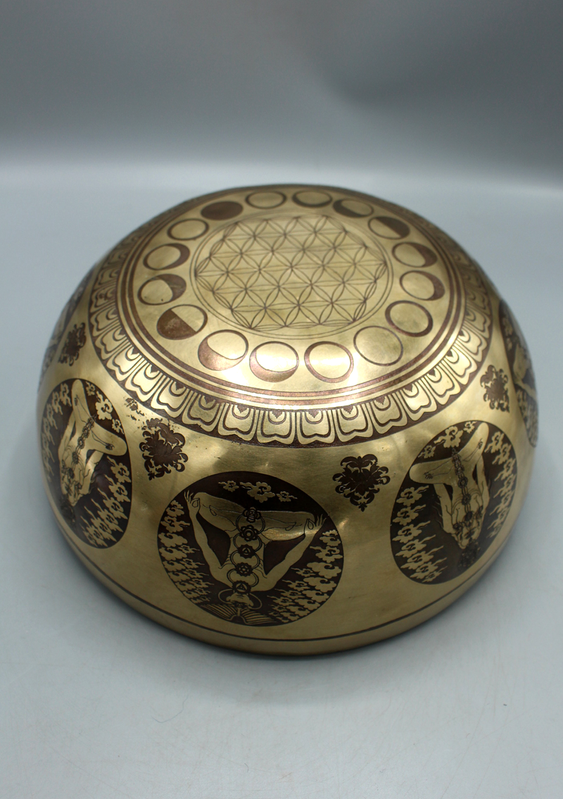 Seven Chakra Carved Meditation Tibetan Singing Bowl
