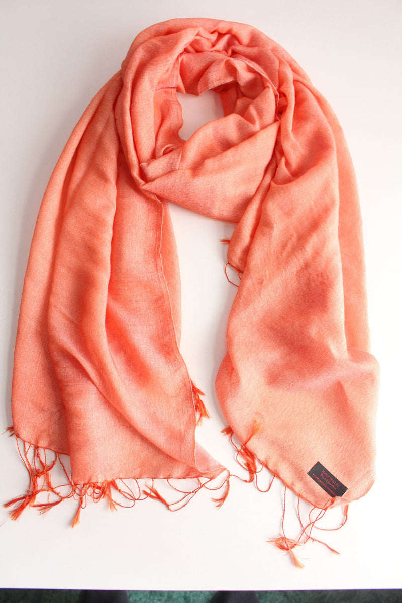 Silky Water Pashmina Stole-Flame Orange - nepacrafts