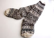 Grey and White Multicolored Pure Woolen Knee High Socks - nepacrafts