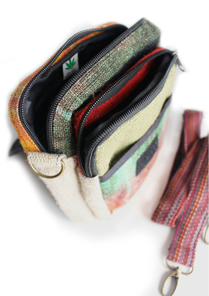 Maroon Mix Natural Hemp Cross Body Document Bag - nepacrafts