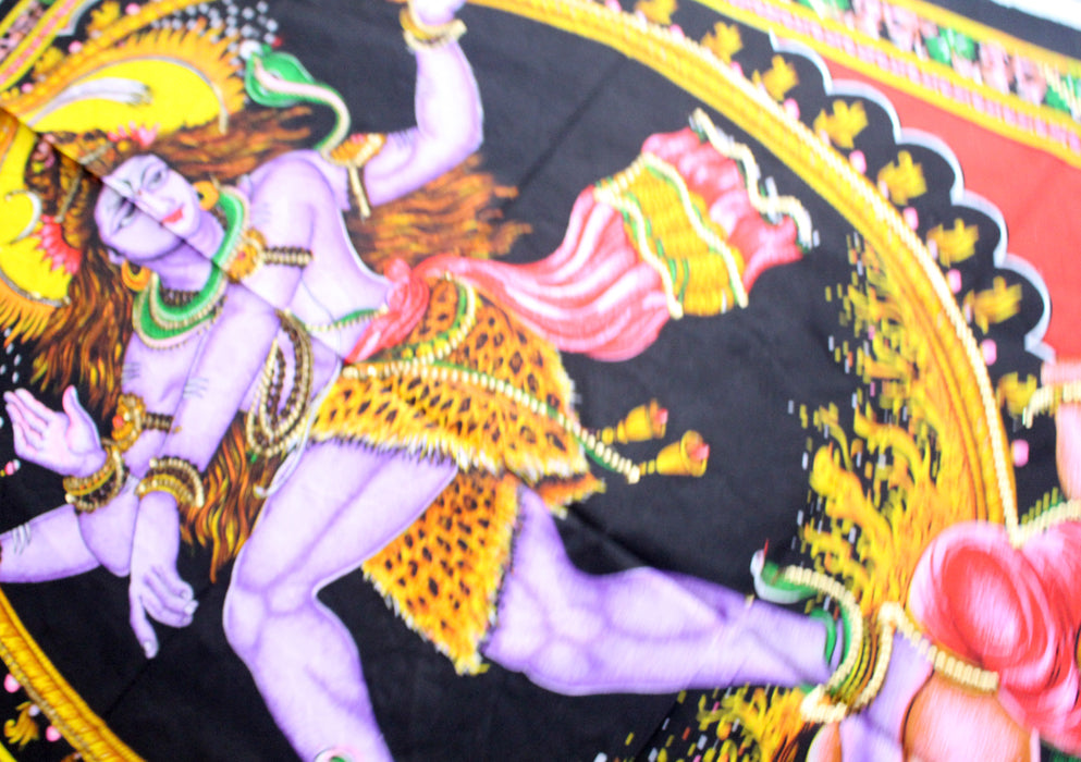 Hindu Lord Shiva Printed Cotton Tapestry Wall Hanging - nepacrafts