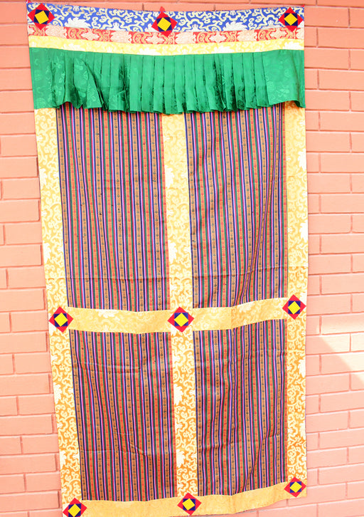 Silk Border Patchwork Bhutanese Fabric Door/ Wall Hanging Curtain - nepacrafts
