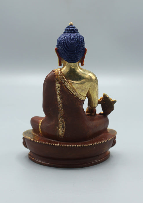 Medicine Buddha Copper Gold Plated Statue 5.5"