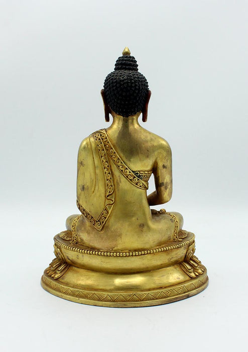 Handcarved Gold Plated Amitabh Buddha Statue 9 Inches