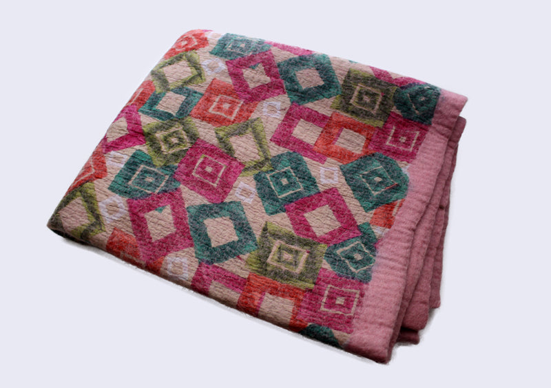 Light Pink with Diamond Pattern Printed Felt Floor Mat - nepacrafts