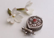 Love Shaped Hand Carved Silver Sterling Filigree Pendant with Adorning Coral - nepacrafts