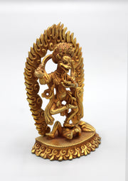 Lion Faced Handcrafted Gold Plated Mini Jogini/Dakini Statue - nepacrafts
