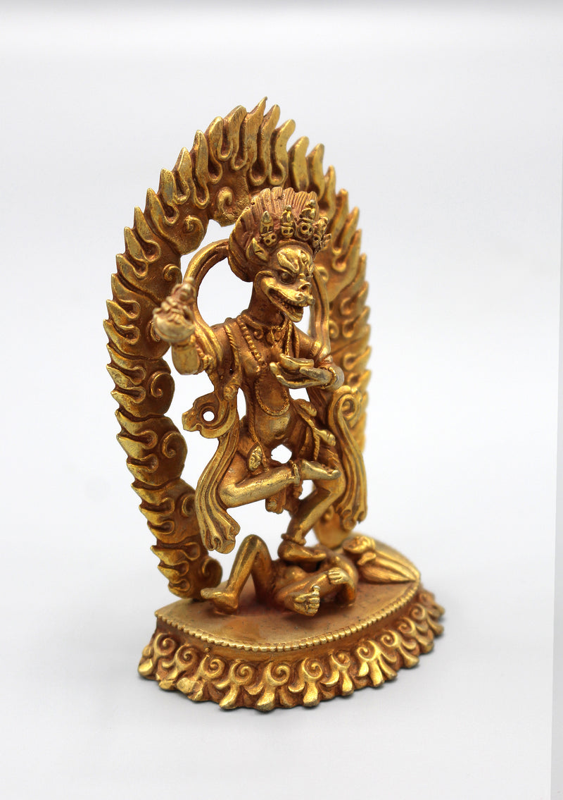 Lion Faced Handcrafted Gold Plated Mini Jogini/Dakini Statue - nepacrafts