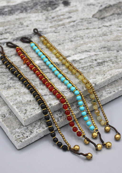 Trendy Glass Beads and Brass Bell Anklet - nepacrafts