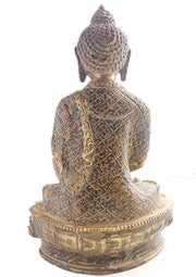 8" High Handcarved Brass Amitabh Buddha Statue - nepacrafts