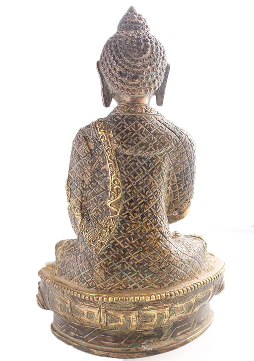 8" High Handcarved Brass Amitabh Buddha Statue - nepacrafts