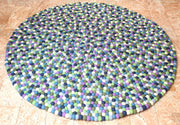 Blue Berry Felt Ball 120 cm round Area Rug - nepacrafts