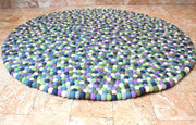Blue Berry Felt Ball 120 cm round Area Rug - nepacrafts