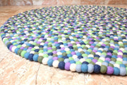 Blue Berry Felt Ball 120 cm round Area Rug - nepacrafts