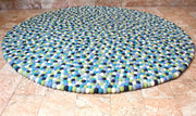 Blue Berry Felt Ball 140 cm round Area Rug - nepacrafts
