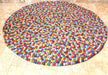 Felt Ball Multicolor Blue Color 140 cm Area Rug - nepacrafts