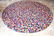 Felt Ball Rug Black Red Multicolor Area Rugs 150 cm - nepacrafts
