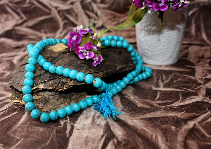 Faux Turquoise 108 Prayer Mala - nepacrafts