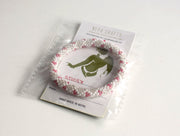 White Silver and Pink Crocheted Beads Roll On Bracelet - nepacrafts