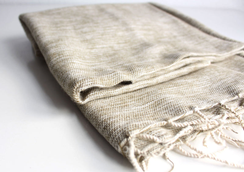 Plain Yak Wool Shawl Cream - nepacrafts