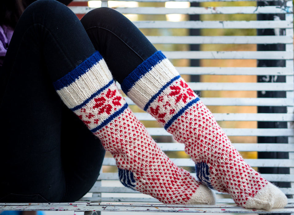 Red White Winter Combo of Hand Knitted Pure Woolen Cap, Convertible Mittens and Socks - nepacrafts
