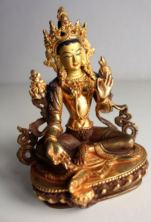 Partly Gold Plated Green Tara Statue 6" SSST320 - nepacrafts