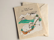 Handpainted Nepalese Lokta Paper Year Of the Wood Sheep Greeting Card - nepacrafts
