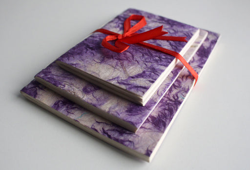 Purple Patched Lokta Paper Journal Gift Set - nepacrafts