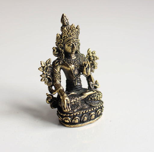 Tiny White Tara Brass Statue 2" - nepacrafts