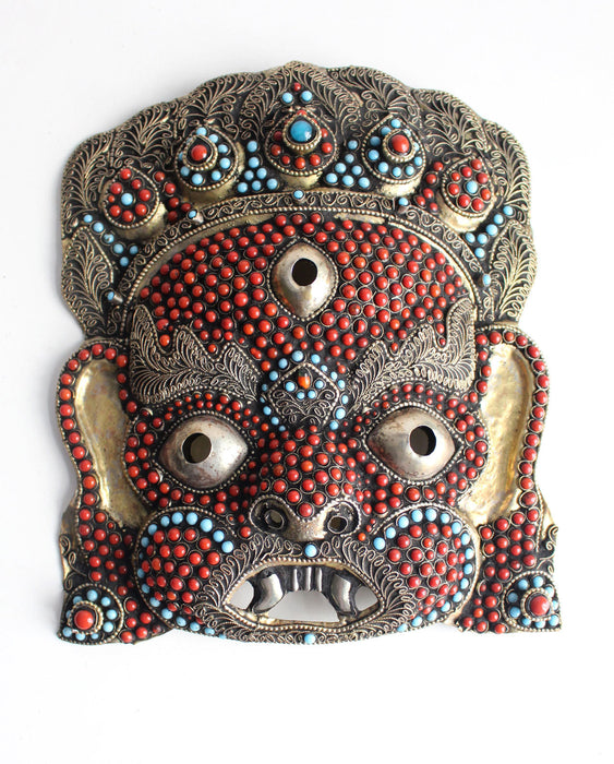 HandCrafted Brass Mahakala Mask Wall Hanging - nepacrafts