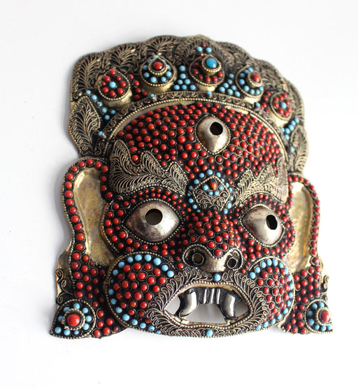 HandCrafted Brass Mahakala Mask Wall Hanging - nepacrafts