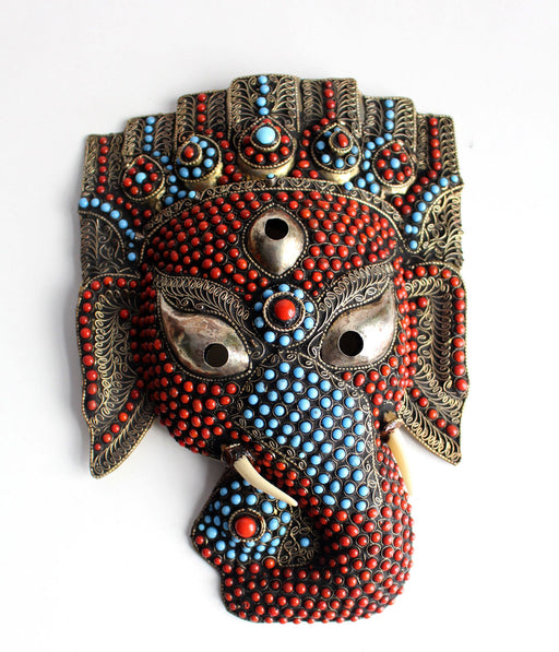 Hand Crafted Ganesha Mask Wall Hanging - nepacrafts